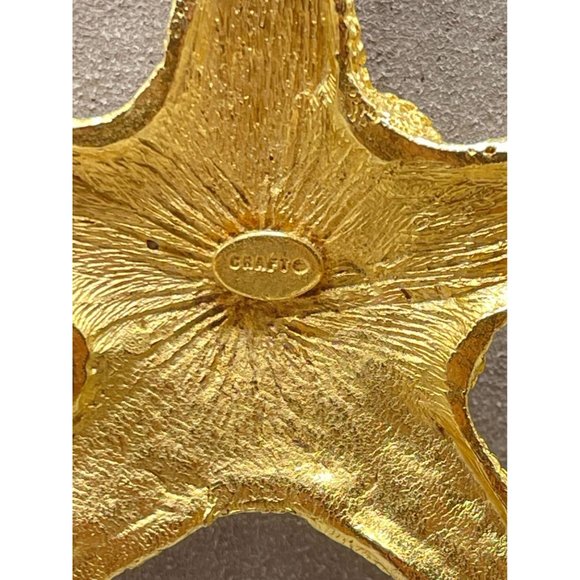 Vintage Signed CRAFT Seastar Necklace Starfish Gold Tone w Pearls & Rhinestones - Picture 7 of 15